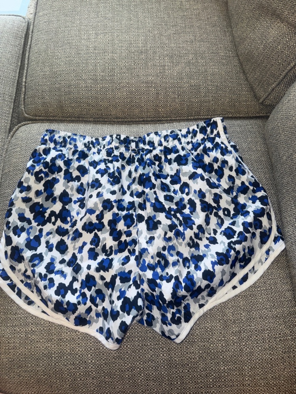Calvin Klein White and Blue Leopard-Print Athletic Shorts - Picture 6 of 7